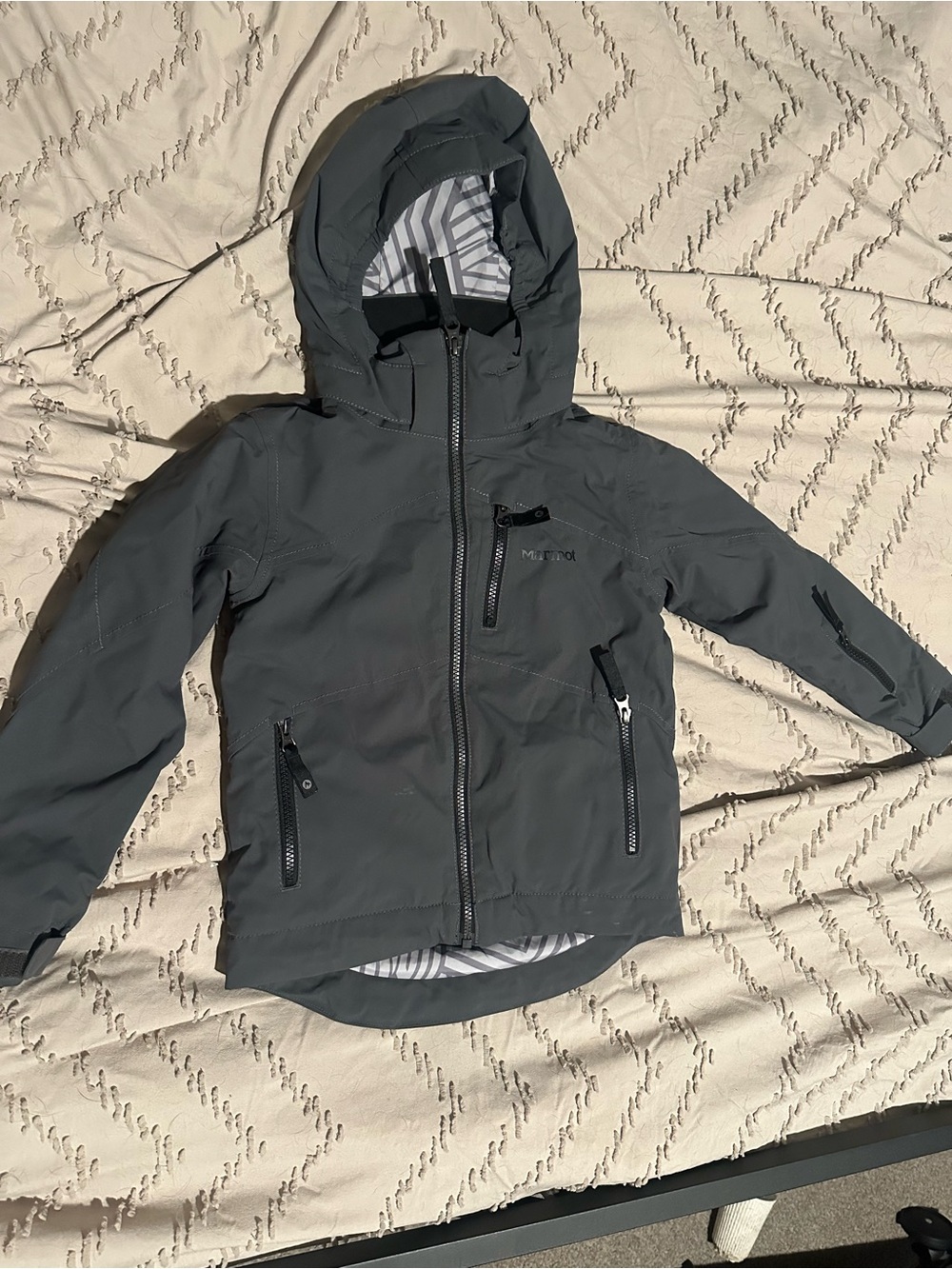 Marmot Kids' Dark Gray Waterproof Hooded Rain Jacket